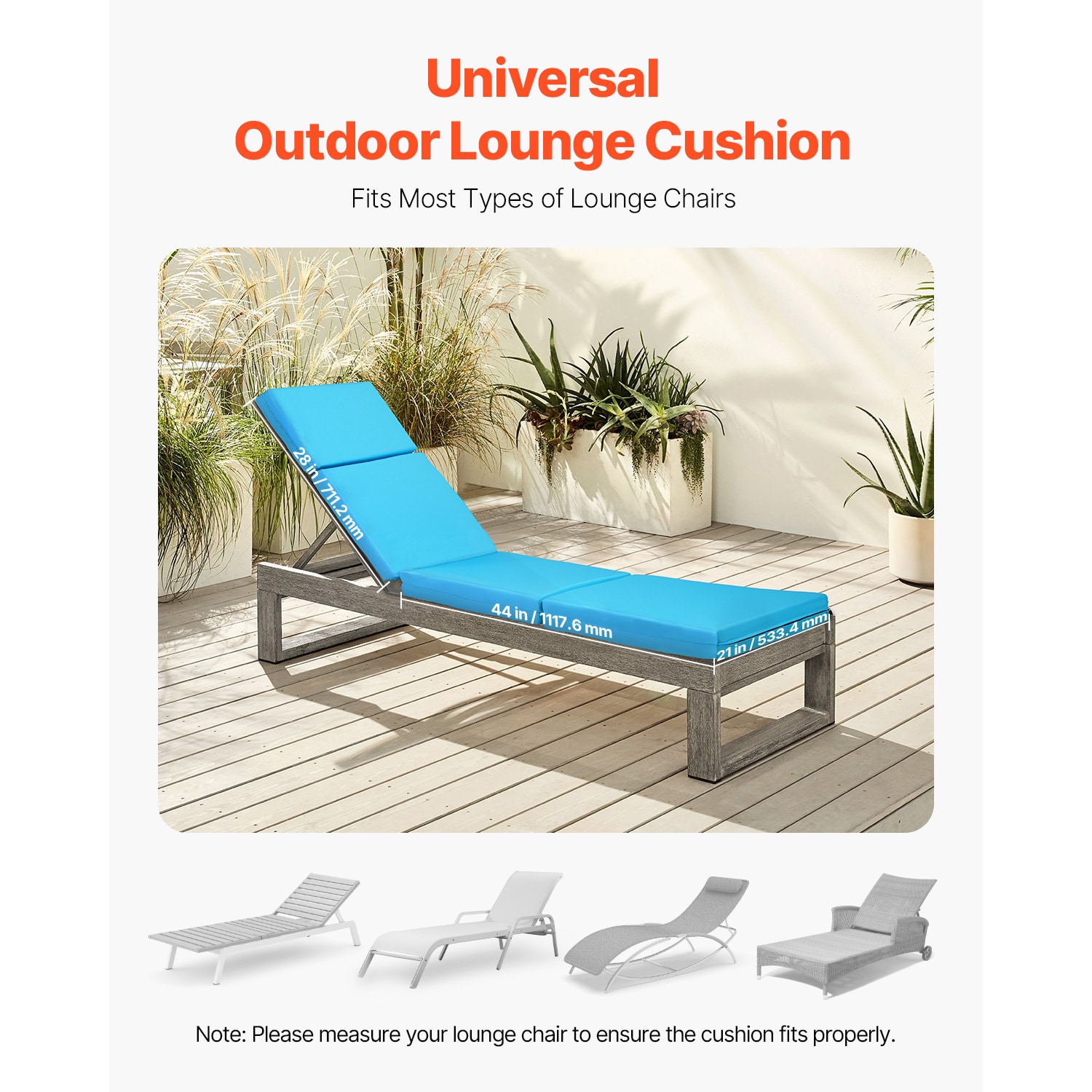 Set Of 2 Waterproof Outdoor Chaise Lounge Cushions Thick_voghion.com
